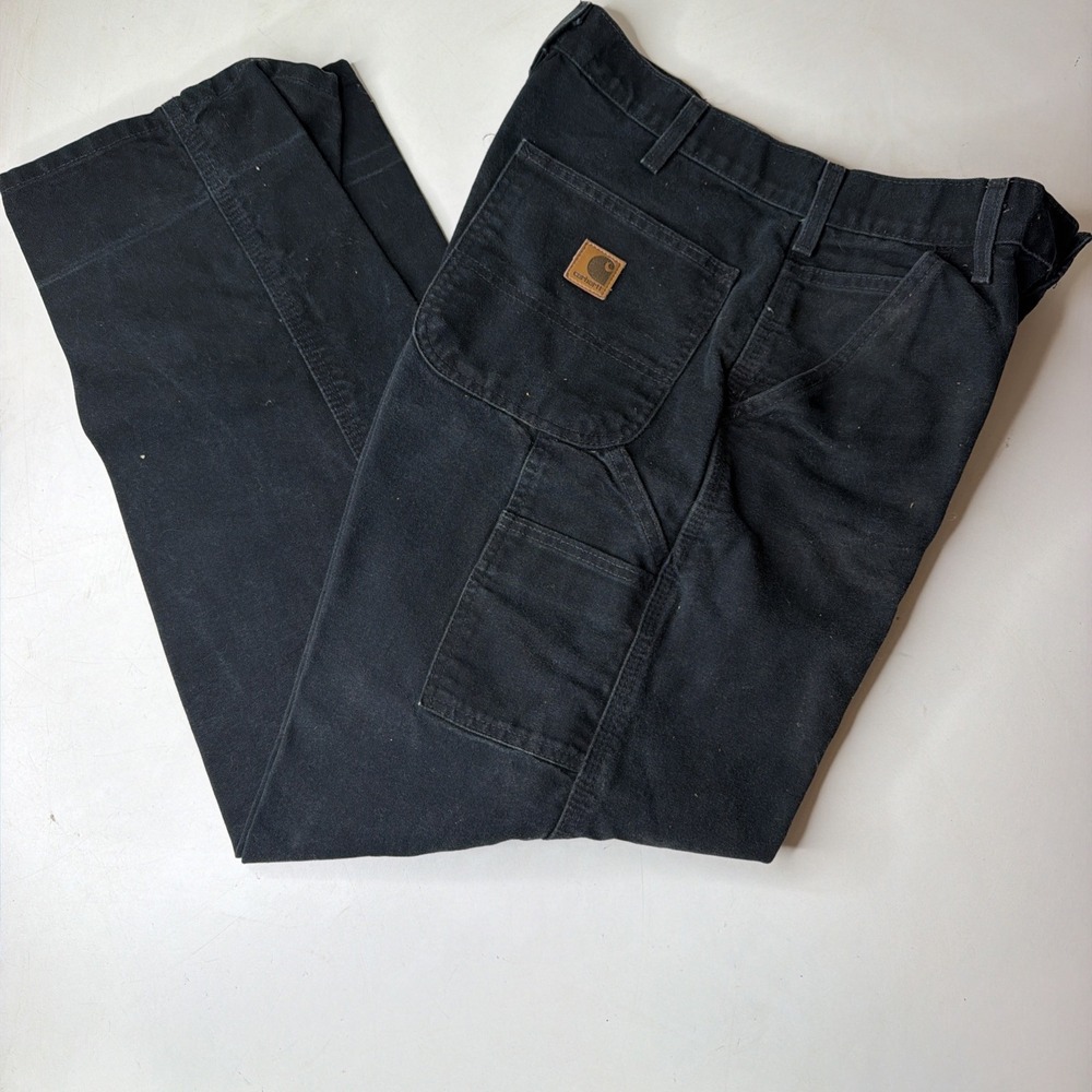 Carhartt B11 BLK Canvas Work Pant Men Size 32x32 Dungaree Fit Black